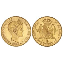 100 Pesetas. - 1897 (*19-62). - S.G.-V. - (Rayas en reverso y pequeños golpecitos en canto). EBC/EBC