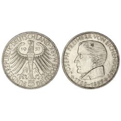 5 Marcos. - 1957-J. - HAMBURGO. - AR. Centenario de la muerte de Joseph Freiherr von Eichendorff. (P