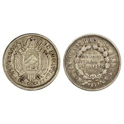 5 Centavos. - 1871/0. - E.R. - AR. Sobrefecha RARÍSIMA. (Krause sin precio). KM-156.1. MBC. - -