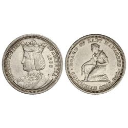 1/4 Dólar. - 1893. - AR. Exposición colombiana: Isabel II. (Pequeños golpecitos y leves rayitas). KM