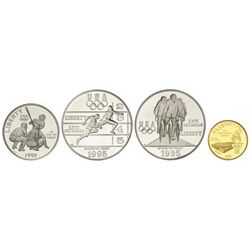 Serie 4 monedas 1/2, 1 (2) y 5 Dólares. - 1995-P, S y W. - FILADELFIA, SAN FRANCISCO y WEST POINT. -