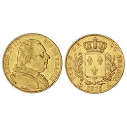 20 Francos. - 1815-A. - LUIS XVIII. - PARIS. - AU. (Pequeñas rayitas). KM-706.1. EBC. - -