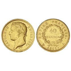 40 Francos. - 1811-A. - NAPOLEÓN EMPERADOR. - PARÍS. - AU. Busto laureado. (Golpe en canto anverso y