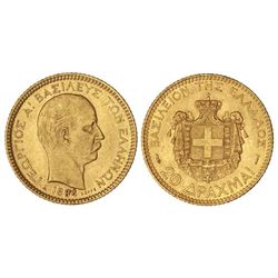 20 Dracmas. - 1884-A. - JORGE I. - PARÍS. - AU. KM-56. EBC+. - -