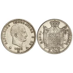 5 Liras. - 1808-M. - NAPOLEÓN I. - REINO DE NAPOLEÓN. MILÁN. - AR. (Rayitas y pequeños golpecitos).