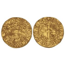 Cruzado. - JUAN II (1481-1495). - Anv.: IOANES:SECVDO:REGIS:PO. Escudetes horizontales. Rev.: IOAN