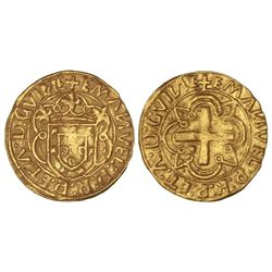 Cruzado. - MANUEL I (1495-1521). - LISBOA. - Anv.: EMAVUEL:P:R:P:ET:A:D:GVIE. Rev.: EMAVEL:P:R:P