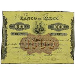 1.000 Reales de Vellón. - (25 Julio 1847) S/F. - BANCO DE CÁDIZ. - III Emisión. Ed-A77. MBC+. - -