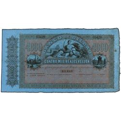 Lote 3 billetes 4.000 Reales de Vellón. - (21 Agosto 1857). - BANCO DE BILBAO. - Trío correlativo. E