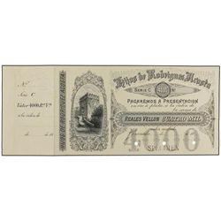 Pagaré de 4.000 Reales de Vellón. - 18_. - HIJOS DE RODRÍGUEZ ACOSTA. GRANADA. - SPECIMEN. Tres tala