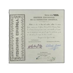 10.000 Reales de Vellón. - 4 Agosto 1873. - GOBIERNO PROVISIONAL DE LA FEDERACIÓN ESPAÑOLA. - Junta