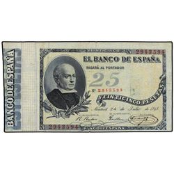 25 Pesetas. - 24 Julio 1893. - Jovellanos. (Algunas restauraciones). Ed-B84. MBC/MBC-. - -
