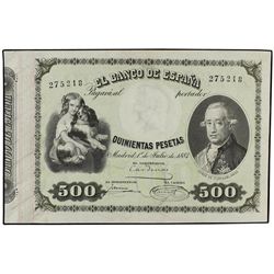 500 Pesetas. - 1 Julio 1884. - Conde de Floridablanca. (Algunas arrugas). MAGNÍFICO EJEMPLAR. RARO Y