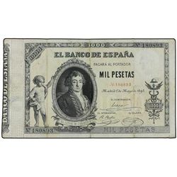 1.000 Pesetas. - 1 Mayo 1895. - Conde de Cabarrús. (Pliegues restaurados). MUY ESCASO. Ed-B87. MBC-.