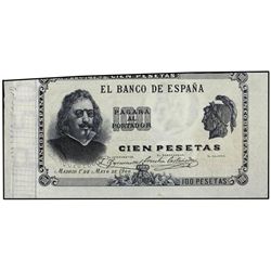 Prueba 100 Pesetas. - 1 Mayo 1900. - Quevedo. Sin firma del cajero y sin numeración. Interesante ERR