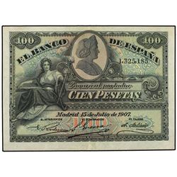 100 Pesetas. - 15 Julio 1907. - Catedral de Sevilla. Ed-B104. EBC-. - -