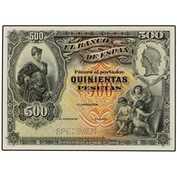 Prueba de color de anverso 500 Pesetas. - (15 Julio 1907). - Alcázar de Segovia. Color amarillo y ro