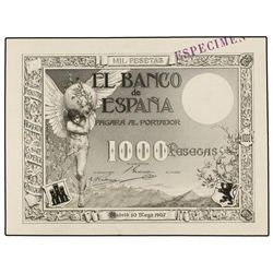 Prueba de anverso. - 10 Mayo 1907. - Ángel. Color gris, sobre cartulina blanca. Estampillado en viol