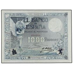 1.000 Pesetas. - 10 Mayo 1907. - Ángel. (Algunas reparaciones). Ed-B101. EBC-. - -