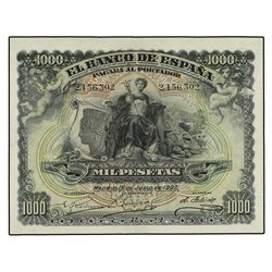 1.000 Pesetas. - 15 Julio 1907. - Palacio Real de Madrid. (Algunas reparaciones). Ed-B106. MBC+. - -