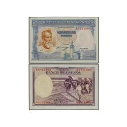 Lote 2 billetes 25 Pesetas. - 31 Agosto 1936. - Sorolla. Serie A. Pareja correlativa. Ed-C18a. SC. -