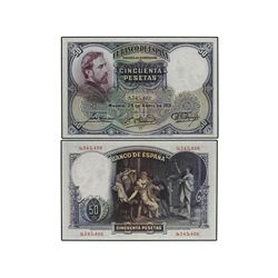 Lote 2 billetes 50 Pesetas. - 25 Abril 1931. - Rosales. Pareja correlativa. Ed-C10. SC. - -