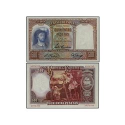 Lote 2 billetes 500 Pesetas. - 25 Abril 1931. - Elcano. Pareja correlativa. Ed-C12. SC. - -