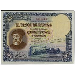 500 Pesetas. - 7 Enero 1935. - Hernán Cortés. Ed-C16. SC. - -