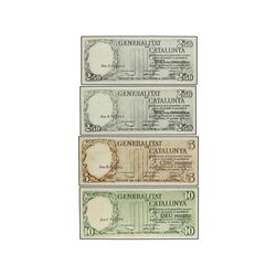 Serie 4 billetes 2,50 (2), 5 y 10 Pesetas. - 25 Septiembre 1936. - GENERALITAT DE CATALUNYA. - 2,50