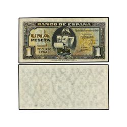 1 Peseta. - 4 Septiembre 1940. - Carabela. ERROR: sin imprimir en reverso. Ed-D43. SC. - -