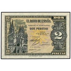2 Pesetas. - 12 Octubre 1937. - Catedral de Burgos. Serie A. Ed-D27. SC. - -