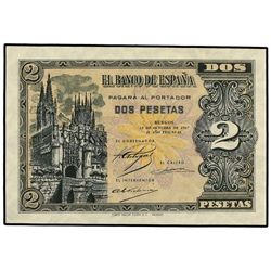 2 Pesetas. - 12 Octubre 1937. - Catedral de Burgos. Serie B. Ed-D27a. SC. - -