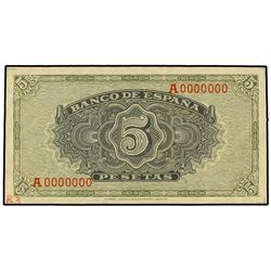 Prueba de reverso 5 Pesetas. - (4 Septiembre 1940). - Alcázar de Segovia. Numeración A0.000.000. RAR