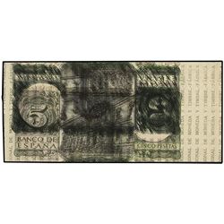 5 Pesetas. - 22 Julio 1954. - - Alfonso X. Doble impresión del reverso por ambas caras, sobre papel