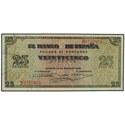 25 Pesetas. - 20 Mayo 1938. - Giralda de Sevilla. Serie B. Ed-D31a. SC. - -