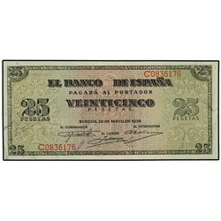 25 Pesetas. - 20 Mayo 1938. - Giralda de Sevilla. Serie C. Ed-D31a. SC. - -