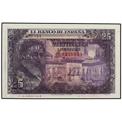 25 Pesetas. - 22 Julio 1954. - Albéniz. Serie L. ERROR: varias impresiones sobre anverso. RARO. Ed-D