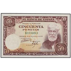 50 Pesetas. - 31 Diciembre 1951. - - Rusiñol. Serie E. Sin firma del Cajero. Ed-D63b. SC. - -