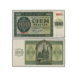 Lote 2 Pruebas de anverso y reverso 100 Pesetas. - 21 Noviembre 1936. - Catedral de Burgos. Numeraci