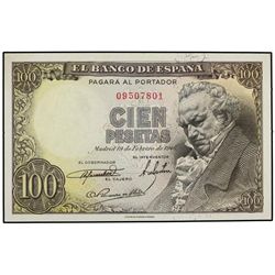 100 Pesetas. - 19 Febrero 1946. - Goya. Sin Serie. Color más amarillo a la izquierda. Ed-D52. SC. -