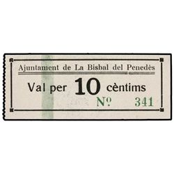10 Cèntims. - Aj. de LA BISBAL DEL PENEDÈS. - MUY RARO. AT-458; T-538. S/C. - -