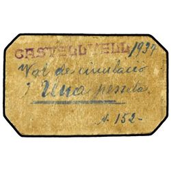 1 Pesseta. - 1937. - CASTELLVELL. - Cartón. RARÍSIMO. AT-771; T-894. MBC+. - -