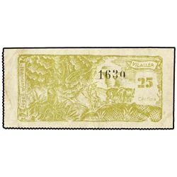 25 Cèntims. - 1937. - C.M. de VILALLER. - Dentado margenes derecho e inferior. (Pequeñas manchitas).