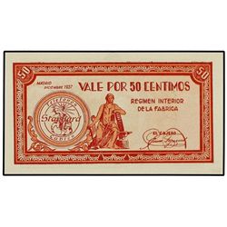 50 Céntimos. - TELÉFONOS, CABLES, STANDARD. MADRID. - MUY RARO. Mont-864A. SC. - -