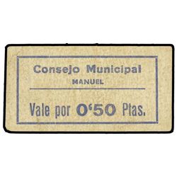 0,50 Pesetas. - C.M. de MANUEL (Valencia). - Cartón. MUY RARO. TV-923. MBC+. - -