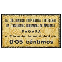 5 Céntimos. - COLECTIVIDAD COOPERATIVA CONFEDERAL DE TRABAJADORES CAMPESINOS DE MASANASA (Valencia).
