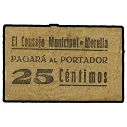 25 Céntimos. - C.M. de MORELLA (Castellón). - Cartón. MUY RARO. TV-1001. EBC+. - -