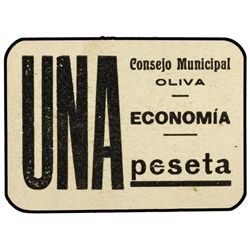 1 Peseta. - C.M. de OLIVA (Valencia). - Cartón. ESCASO. TV-1030. EBC+. - -