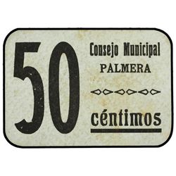 50 Céntimos. - C.M. de PALMERA (Valencia). - Cartón. RARÍSIMO. TV-1104a. MBC+. - -