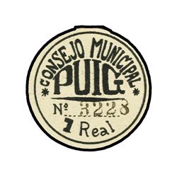 1 Real. - C.M. de PUIG (Valencia). - Cartón redondo. RARÍSIMO. TV-1197. EBC+. - -